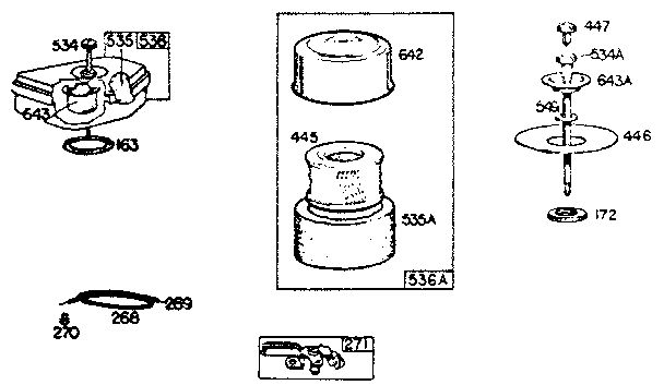 Air Cleaner Assembly Diagram and Parts List for 110900-110999 0010 - 0051 Briggs and Stratton Engine
